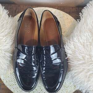 Franco Sarto  Black Patent Leather Penny Loafers